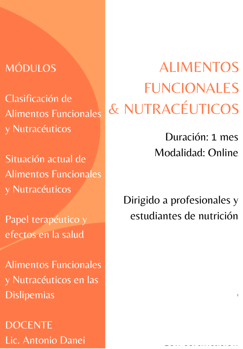 Curso Alimentos Funcionales y Nutracéuticos